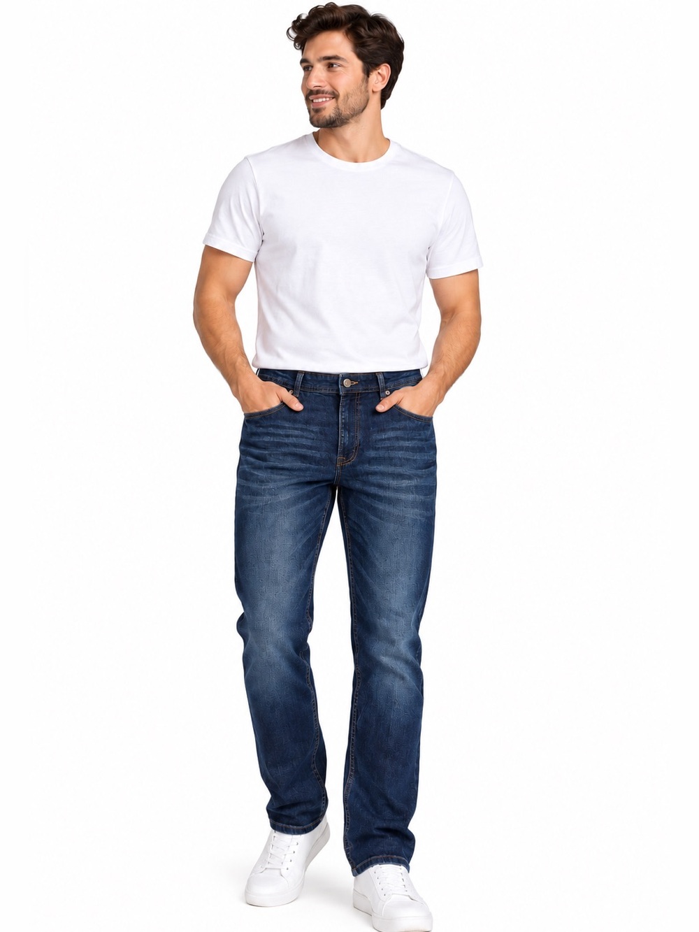 Men's Straight Jeans in Dark Blue - Unbranded